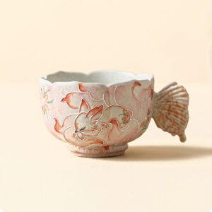 Caramel Glazed Ceramic Fishtail Teacup
