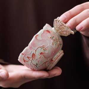 Caramel Glazed Ceramic Fishtail Teacup