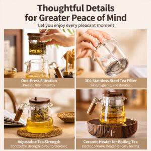 Glass Tea Set with Tea-Water Separation