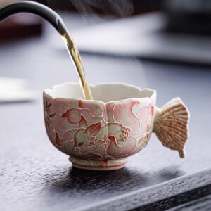 Caramel Glazed Ceramic Fishtail Teacup