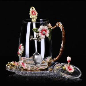 Vintage Enamel Floral Tea Cup