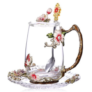 Vintage Enamel Floral Tea Cup