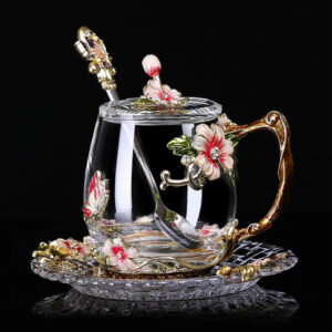 Vintage Enamel Floral Tea Cup