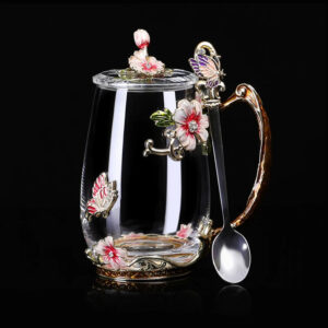 Vintage Enamel Floral Tea Cup