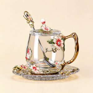Vintage Enamel Floral Tea Cup